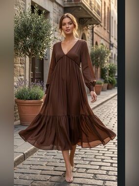 Michael Kors Collection  100% silk chocolate brown size 2  Runway Collection